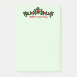 Post-it® Joyeux Noël ou Joyeuses fêtes Holly Grosse taill