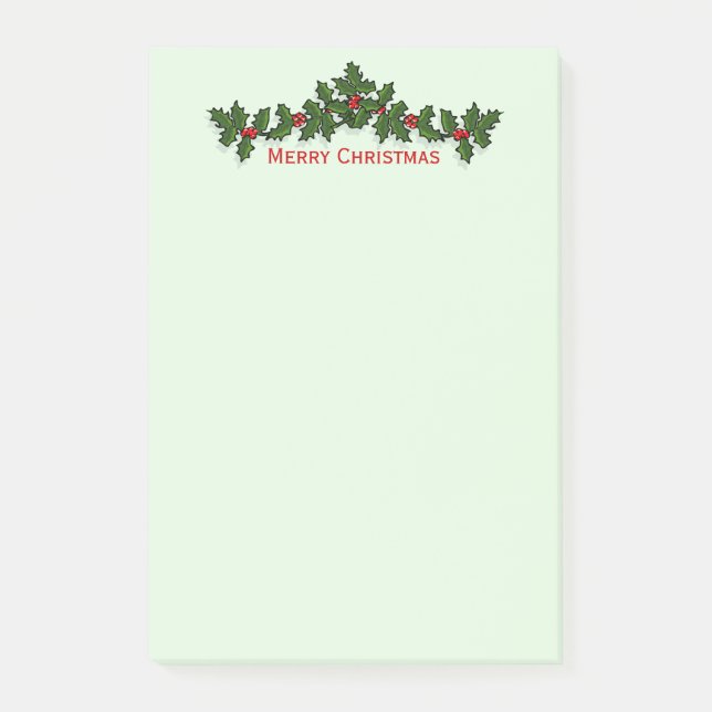 Post-it® Joyeux Noël ou Joyeuses fêtes Holly Grosse taille (Devant)