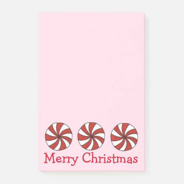 Post-it® Joyeux Noël Pink Peppermenthe Mint Hard Candy (Devant)