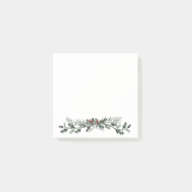 Post-it® Joyeux Noël salutations mistletoe et couronne de p (Devant)