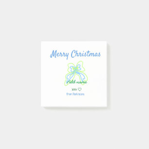 Post-it® Joyeux noël vert bleu arc ajouter nom de famille t