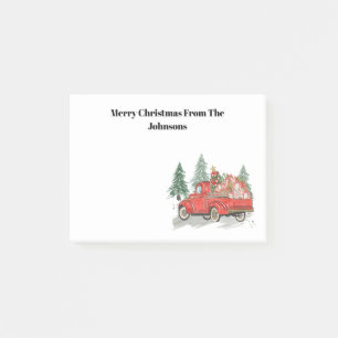 Post-it® Joyeux Noël Vintage Camion rouge aquarelle