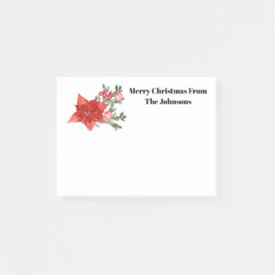 Post-it® Joyeux Noël Vintage Poinsettia Aquarelle