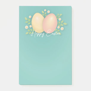Post-it® Joyeux oeufs de Pâques dans un design floral bleu 