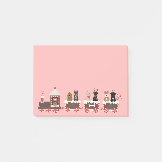 Post-it® Joyeux Pawlidays Chien Noël Train de vacances (Devant)