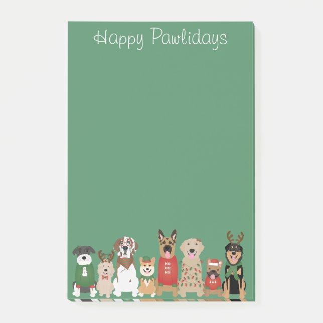 Post-it® Joyeux Pawlidays Chiens Red Green (Devant)