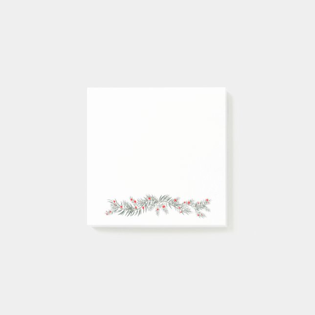 Post-it® Joyeux voeux de Noël mistletoe et couronne de pin (Devant)