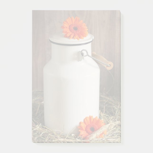 Post-it® Jus de lait blanc rustique avec fleurs orange Phot (Devant)