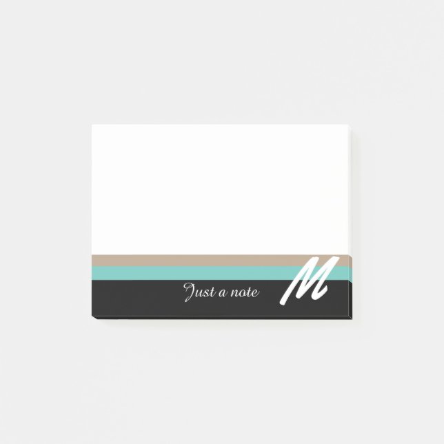 Post-it® Juste une note Monogram White Tan et Black Stripe (Devant)