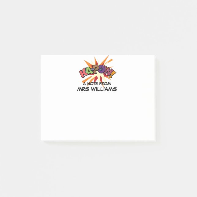 Post-it® KA-POW Nom personnalisé Fun Retro Comic Book (Devant)