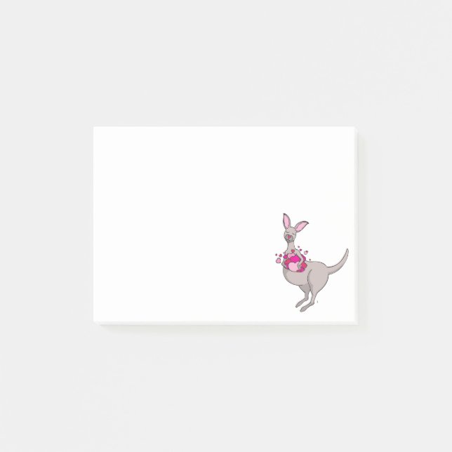 Post-it® Kangaroo avec des coeurs un post graphique sifflan (Devant)
