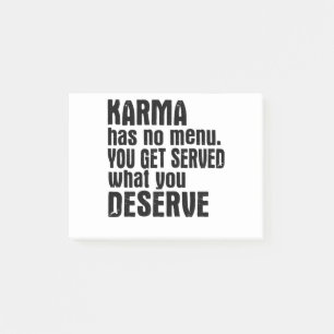 Post-it® Karma N'A Pas De Menu Que L'On Sert Ce Que L'On Mé