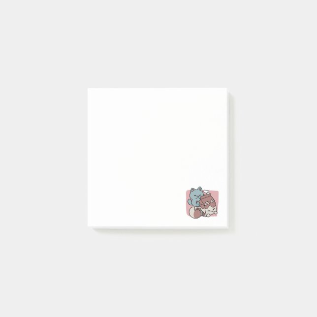 Post-it® Kawaii Chocolate Milk Cat – Cozy Drink & Cuteness  (Devant)