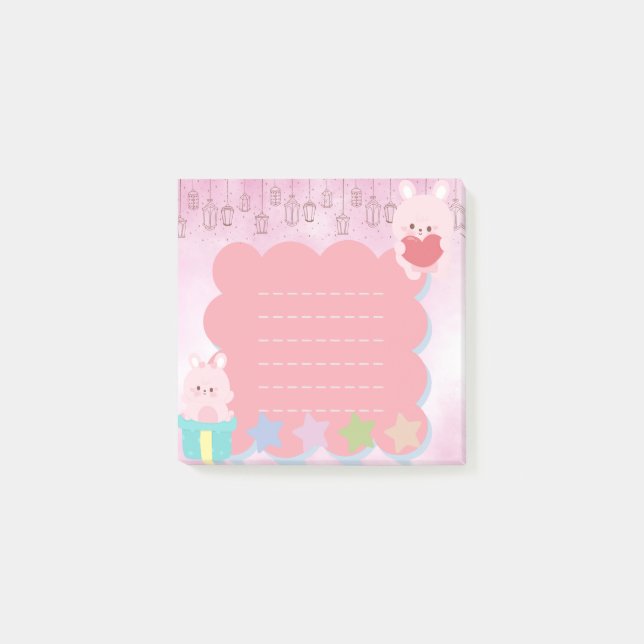 Post-it® Kawaii mignon ours rose pourpre (Devant)