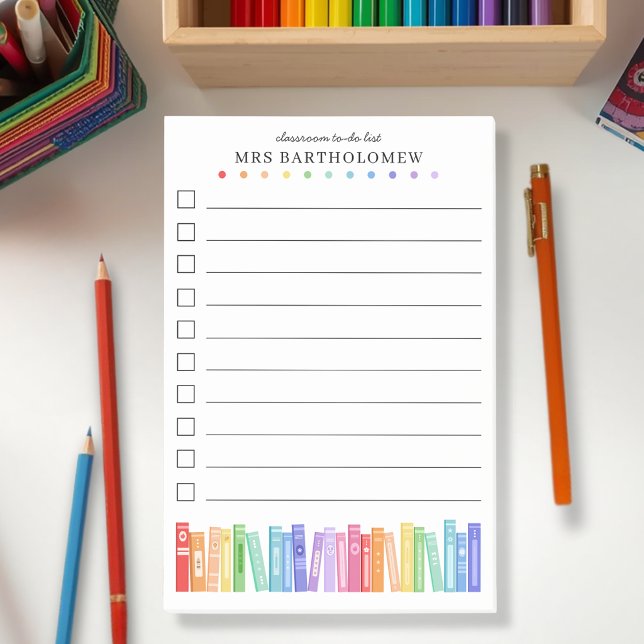Post-it® Kindergarten Teacher Rainbow Books To-Do List (Créateur téléchargé)