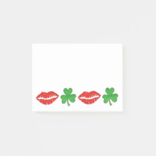 Post-it® Kiss Me Je suis Irlandais Red Lips Green Clover Sh