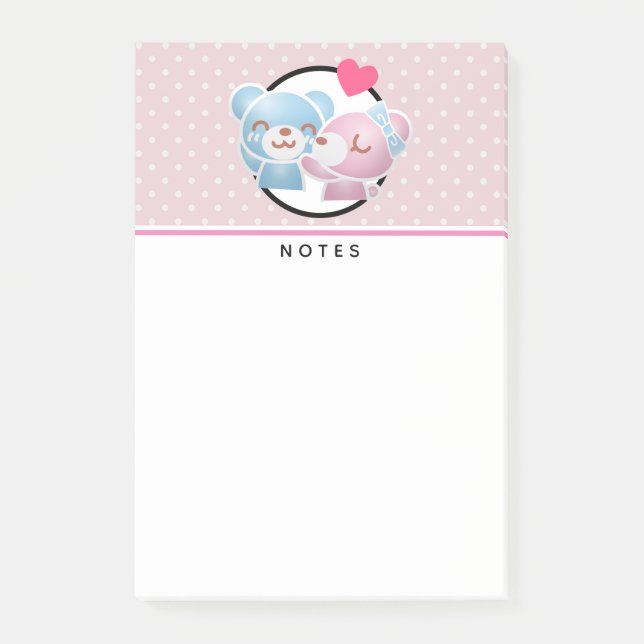 Post-it® Kissing Bears mignon et Kawaii (Devant)