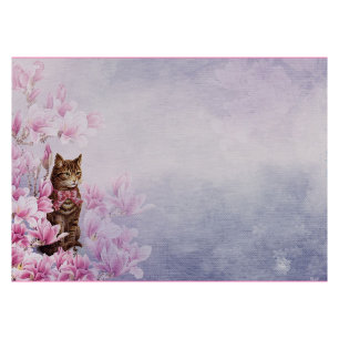 Post-it® Kitty Chat avec Bow Pink Magnolias Vintage Image