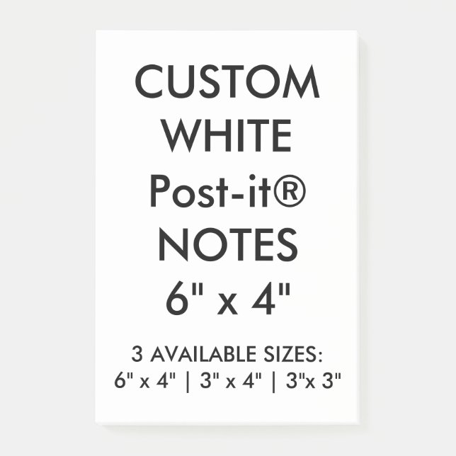 Post-it® La coutume a personnalisé grand 6" x 4" des notes (Devant)