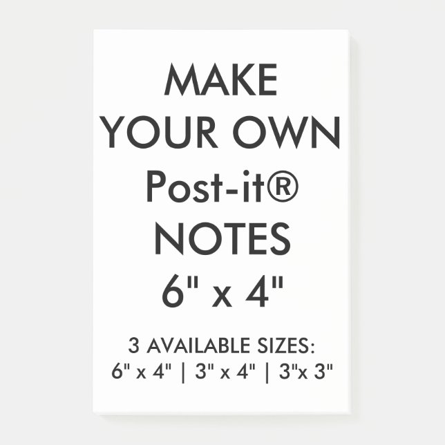 Post-it® La coutume a personnalisé grand 6" x 4" des notes (Devant)