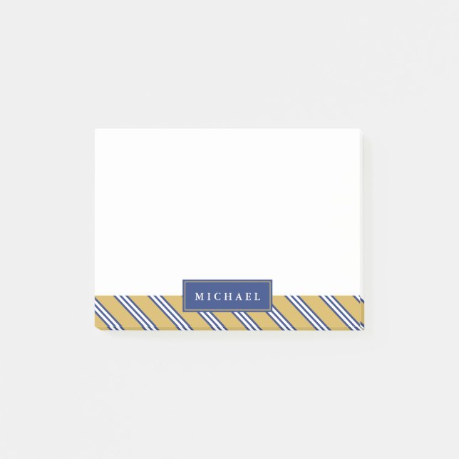 Post-it® La diagonale barre | bleu et jaunit le nom fait (Devant)