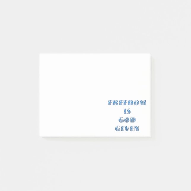 Post-it® La liberté est donnée par Dieu, bleu (Devant)