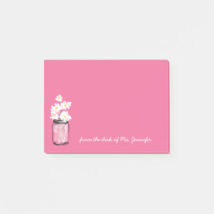 Post-it® La marguerite blanche rose de pot de maçon floral