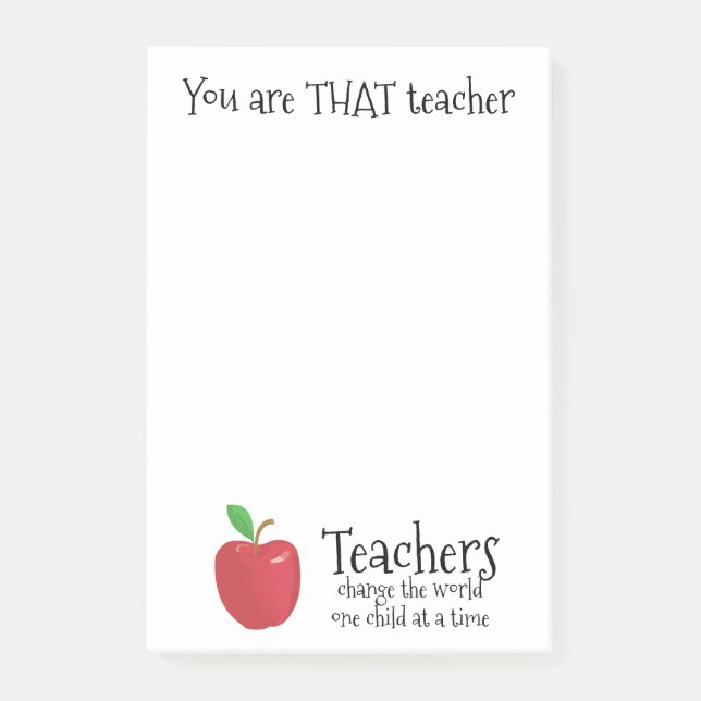 Post-it® La pomme rouge de citation inspirée de professeurs (Devant)