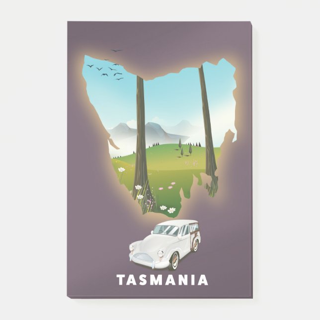 Post-it® La Tasmanie a illustré carte de voyage poster. (Devant)