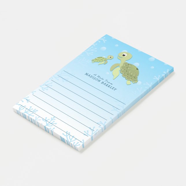 Post-it® La tortue de mer Le mignon animal océanique (Incliné)