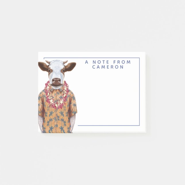 Post-it® La vache à chemise hawaïenne | ajoutent votre nom (Devant)