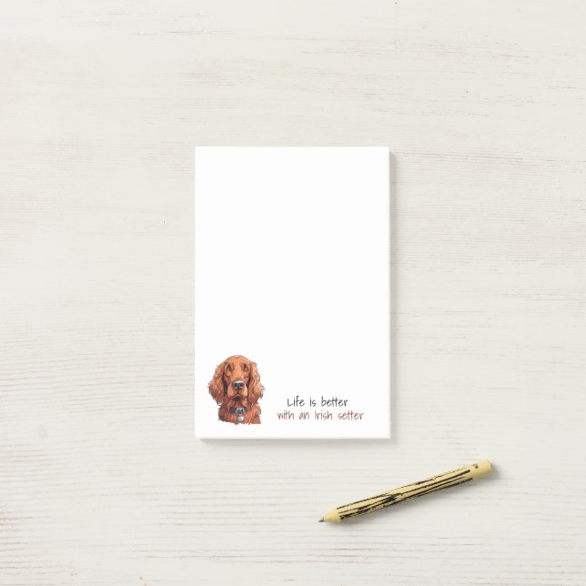 Post-it® La vie de Setter Irlandais de chien mignon est mei (Sur un bureau)
