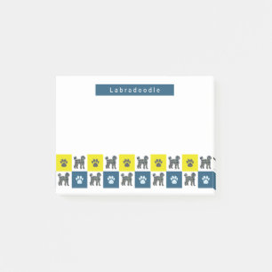 Post-it® Labradoodé Chien & Paw Yellow & Blue Grid