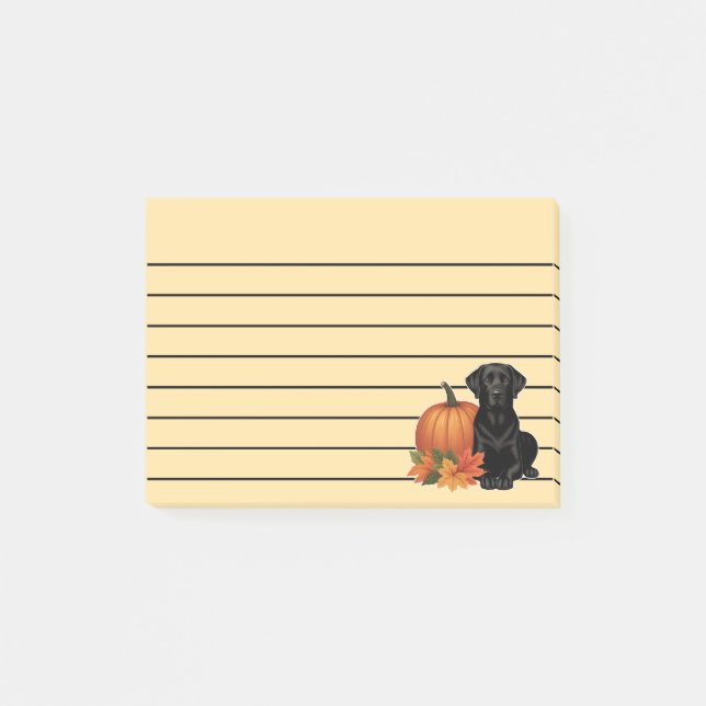 Post-it® Labrador Noir avec feuilles d'automne et Citrouill (Devant)