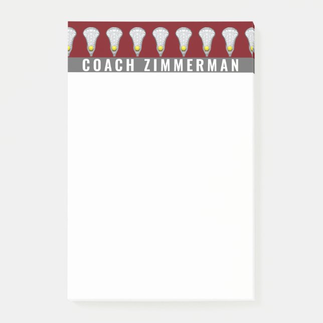 Post-it® Lacrosse Sports Personnalisé Maroon Post-It Notes (Devant)