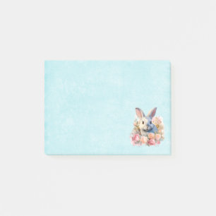 Post-it® Lapin avec une guirlande de roses Mignon