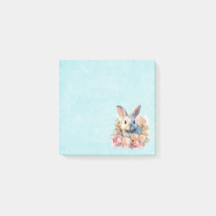 Post-it® Lapin avec une guirlande de roses Mignon