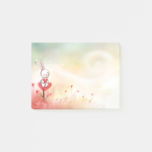 Post-it® Lapin de coeurs d'amour (Devant)