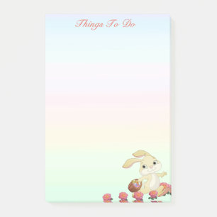 Post-it® Lapin de Pâques et fleurs sur des nuances de coule