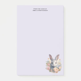 Post-it® Lapin entouré de fleurs pastel Mignon