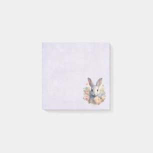 Post-it® Lapin Entouré de Fleurs Pastel Mignon