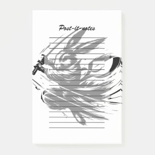 Post-it® Lapin Guerrier à l'Encre Noire Samouraï