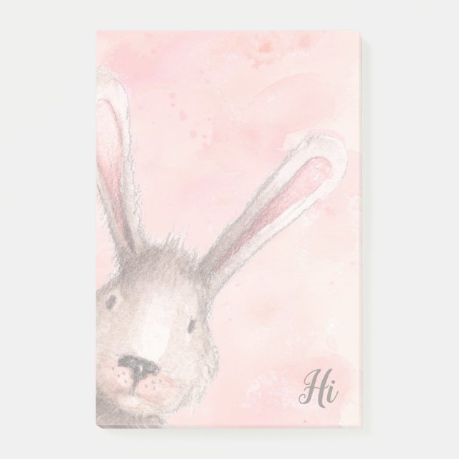Post-it® Lapin Lapin Aquarelle Rose (Devant)