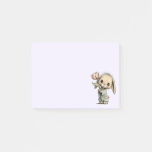 Post-it® Lapin mignon tenant une Tulipe