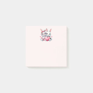 Post-it® Lapins mignons partageant un cœur
