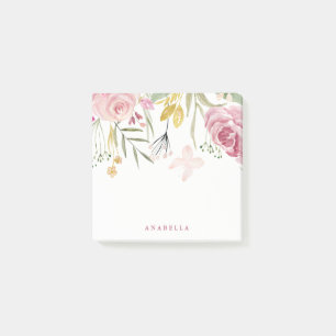Post-it® L'aquarelle fleurit rose et or de   floraux