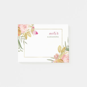 Post-it® L'aquarelle fleurit rose et or de   floraux sur le