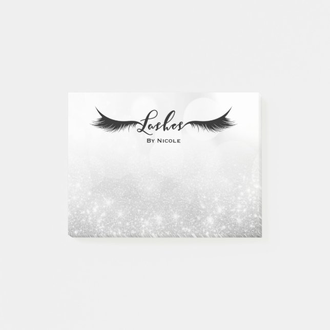 Post-it® Lashes Eyelashes Silver Sparkle Glam Personnalisé (Devant)