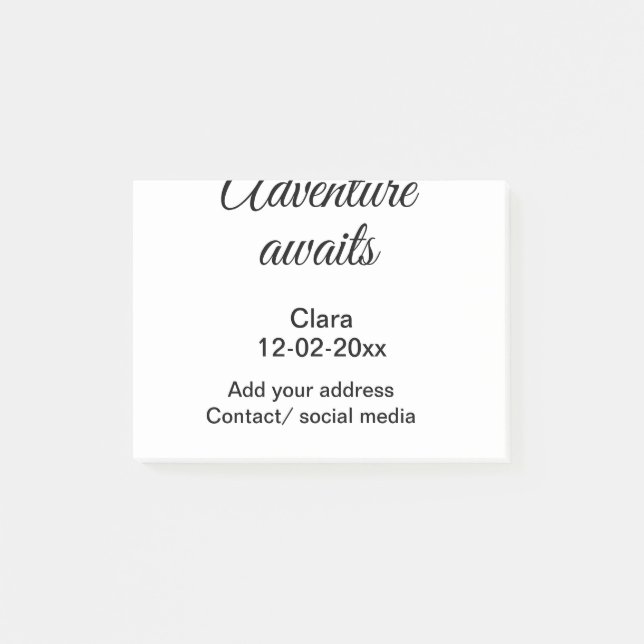 Post-it® L'aventure commence ajouter nom date année lieu (Devant)