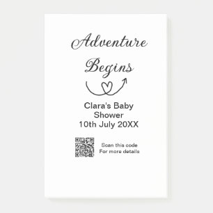 Post-it® L'aventure commence baby shower scan QR code coeur